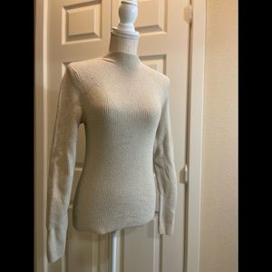 Ann Taylor Cream Mock Neck Sweater, Size Small